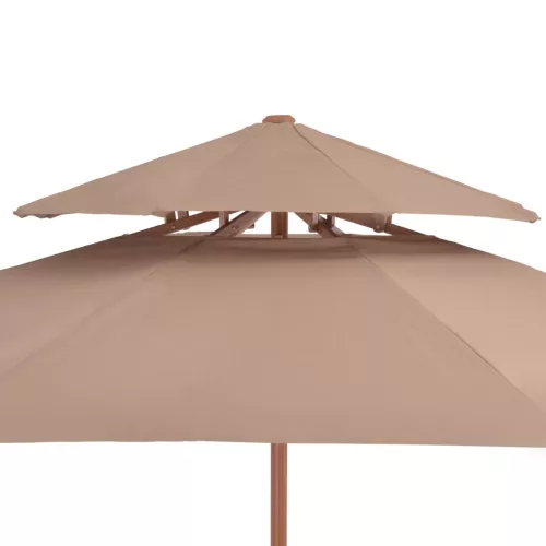 Tópszínű kétszintes napernyő fa rúddal 270 cm