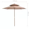 Tópszínű kétszintes napernyő fa rúddal 270 cm