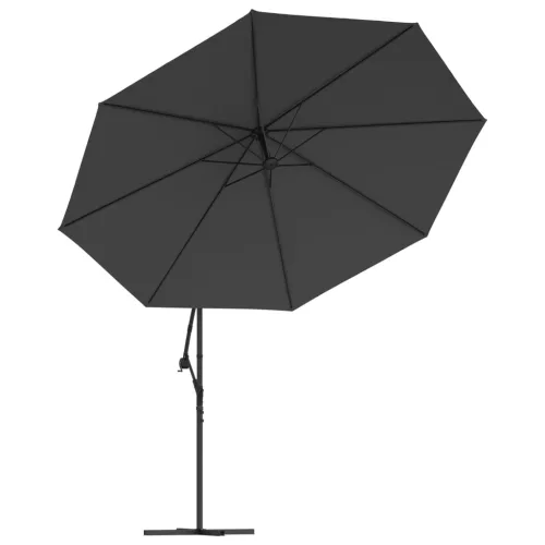 Antracit konzolos kerti napernyő LED-del és fémrúddal 350 cm