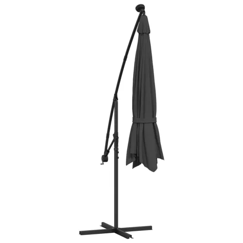 Antracit konzolos kerti napernyő LED-del és fémrúddal 350 cm