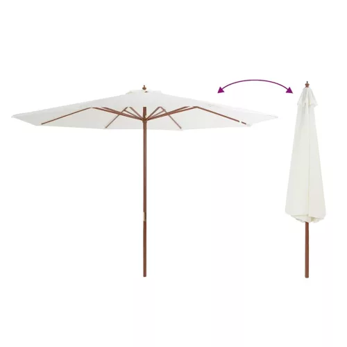 Homokfehér kültéri napernyő farúddal 350 cm