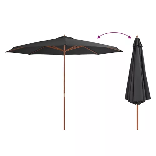 Antracitszürke kültéri napernyő farúddal 350 cm