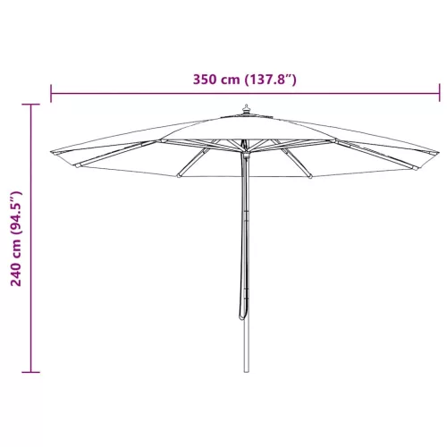Tópszínű kültéri napernyő farúddal 350 cm