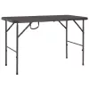 Barna rattan hatású HDPE összecsukható kerti asztal 120x60x74cm
