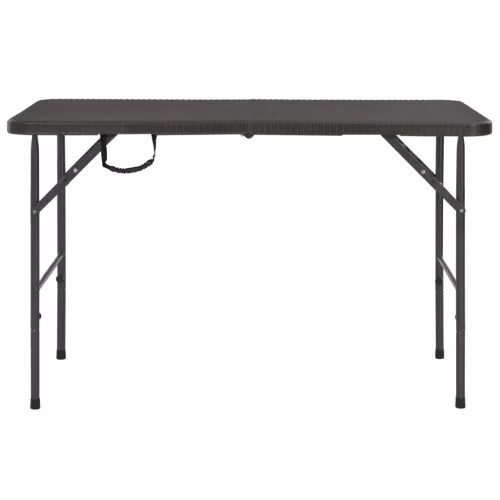Barna rattan hatású HDPE összecsukható kerti asztal 120x60x74cm