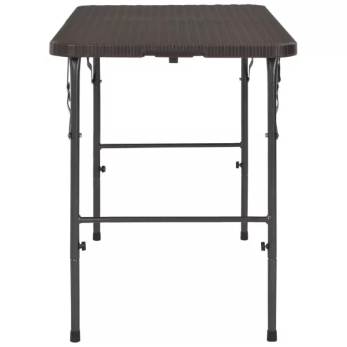 Barna rattan hatású HDPE összecsukható kerti asztal 120x60x74cm