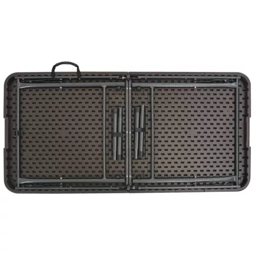 Barna rattan hatású HDPE összecsukható kerti asztal 120x60x74cm