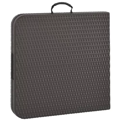 Barna rattan hatású HDPE összecsukható kerti asztal 120x60x74cm