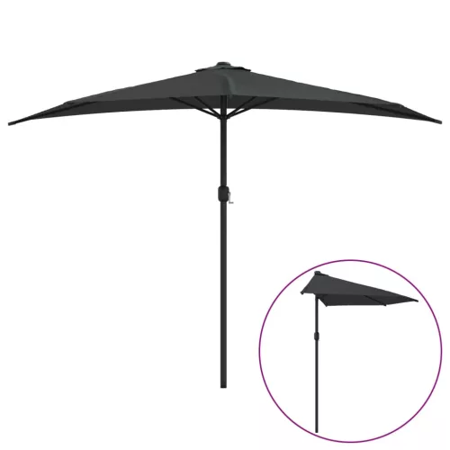 Antracit féloldalas erkély napernyő alumíniumrúddal 300x155 cm
