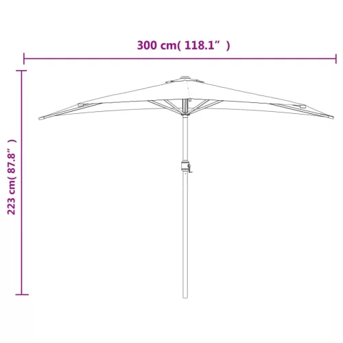 Antracit féloldalas erkély napernyő alumíniumrúddal 300x155 cm