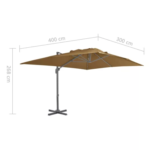 Konzolos kerti napernyő alumínium rúddal 400 x 300 cm bézs
