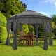 Kerek antracitszürke pavilon függönyökkel 3,5 x 2,7 m