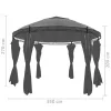 Kerek antracitszürke pavilon függönyökkel 3,5 x 2,7 m