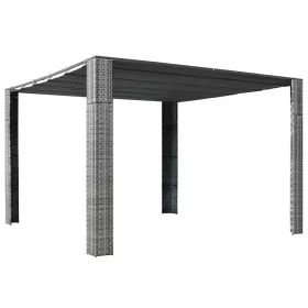   Szürke és antracit polyrattan pavilon tetővel 300x300x220 cm