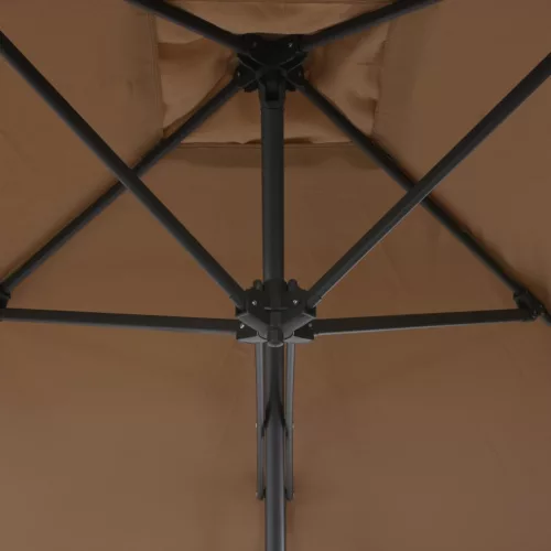 Tópszínű kültéri napernyő acélrúddal 250 x 250 cm