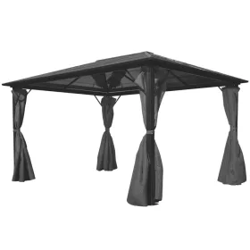   Alumínium kerti pavilon antracitszürke függönnyel 400 x 300 cm