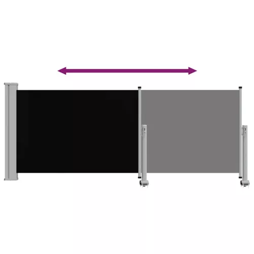 Fekete behúzható oldalsó terasz napellenző 100 x 300 cm