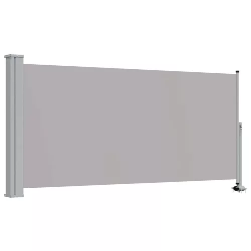 Szürke behúzható oldalsó terasz napellenző 120 x 300 cm