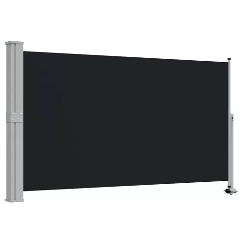 Fekete behúzható oldalsó terasz napellenző 140 x 300 cm