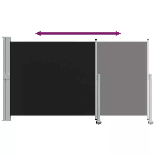 Fekete behúzható oldalsó terasz napellenző 140 x 300 cm