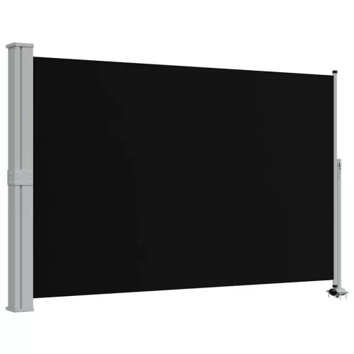 Fekete behúzható oldalsó terasz napellenző 160 x 300 cm