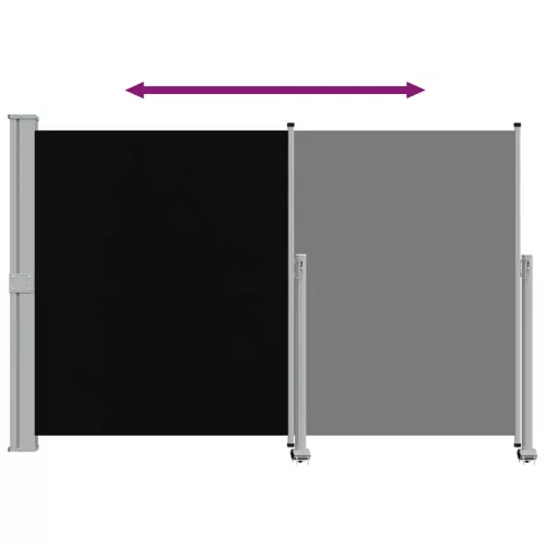 Fekete behúzható oldalsó terasz napellenző 160 x 300 cm