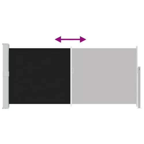 Fekete behúzható oldalsó napellenző 140 x 300 cm