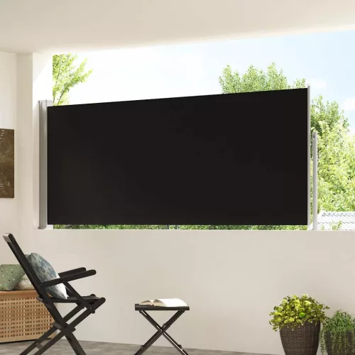 Fekete behúzható oldalsó napellenző 120 x 300 cm