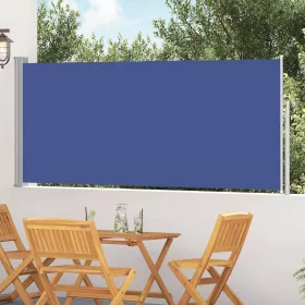 Kék behúzható oldalsó napellenző 120 x 300 cm