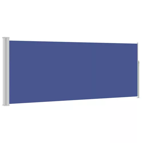 Kék behúzható oldalsó napellenző 120 x 300 cm