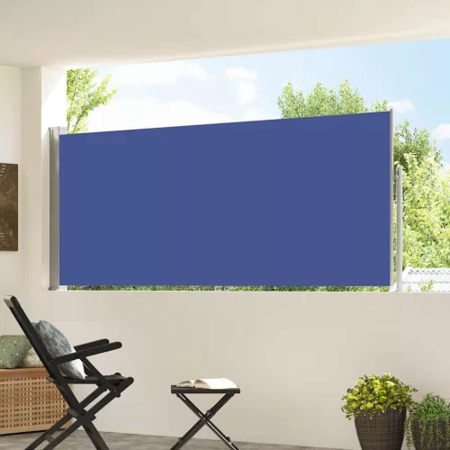 Kék behúzható oldalsó napellenző 120 x 300 cm