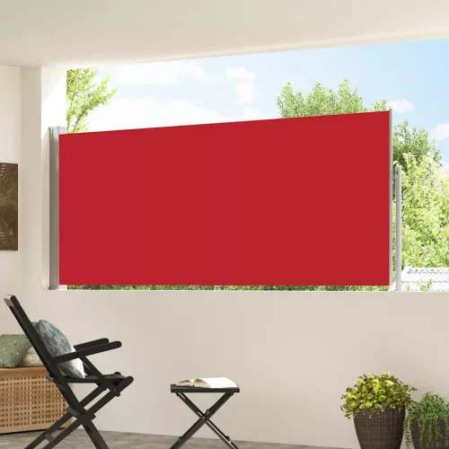 Piros behúzható oldalsó napellenző 120 x 300 cm