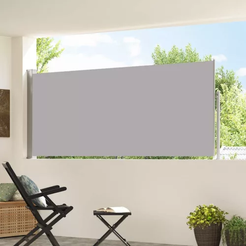 Szürke behúzható oldalsó napellenző 120 x 300 cm