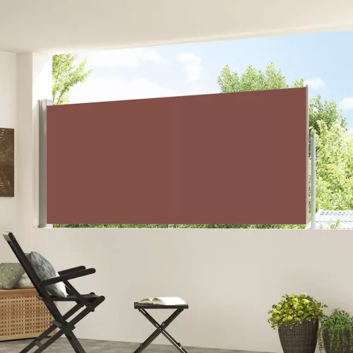 Barna behúzható oldalsó napellenző 120 x 300 cm