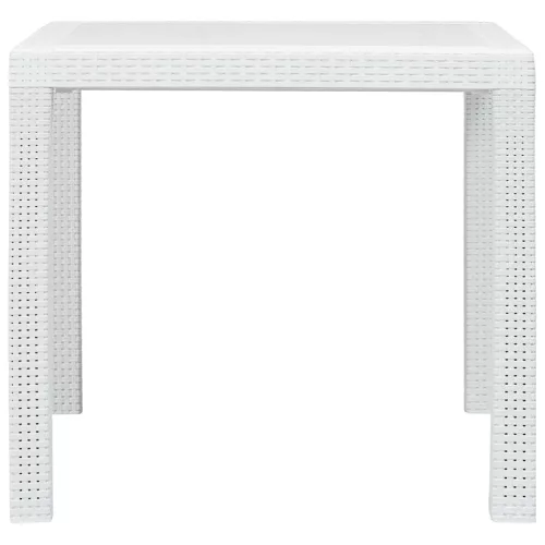 Fehér rattan küllemű műanyag kerti asztal 79x79x72 cm