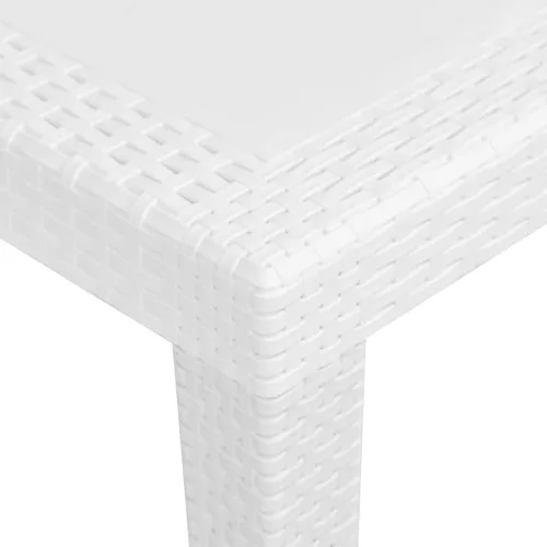 Fehér rattan küllemű műanyag kerti asztal 79x79x72 cm