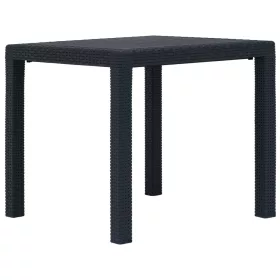   Antracitszürke rattan küllemű műanyag kerti asztal 79x79x72 cm