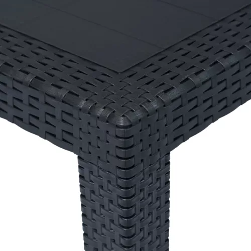 Antracitszürke rattan küllemű műanyag kerti asztal 79x79x72 cm