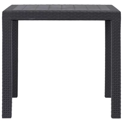 Barna rattan küllemű műanyag kerti asztal 79 x 79 x 72 cm