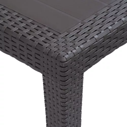 Barna rattan küllemű műanyag kerti asztal 79 x 79 x 72 cm