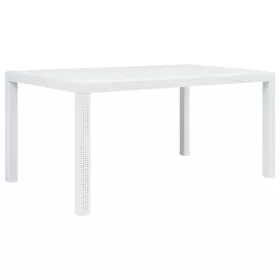   Fehér rattan hatású műanyag kerti asztal 150 x 90 x 72 cm