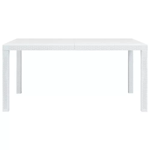 Fehér rattan hatású műanyag kerti asztal 150 x 90 x 72 cm