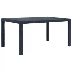   Antracit rattan hatású műanyag kerti asztal 150 x 90 x 72 cm