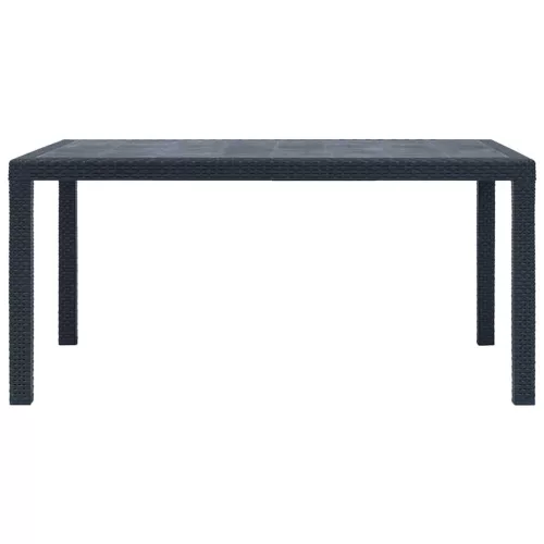 Antracit rattan hatású műanyag kerti asztal 150 x 90 x 72 cm