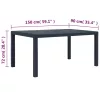 Antracit rattan hatású műanyag kerti asztal 150 x 90 x 72 cm