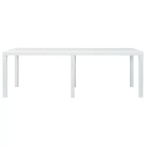 Fehér rattan hatású műanyag kerti asztal 220 x 90 x 72 cm