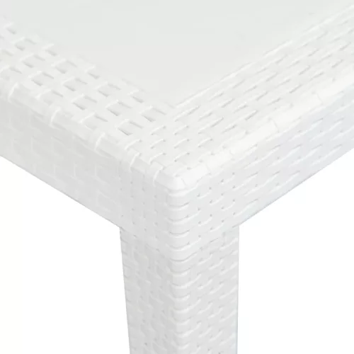 Fehér rattan hatású műanyag kerti asztal 220 x 90 x 72 cm