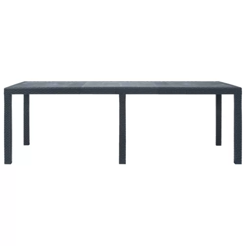 Antracit rattan hatású műanyag kerti asztal 220 x 90 x 72 cm