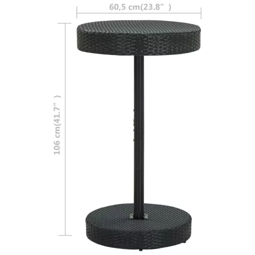 Fekete polyrattan kerti asztal 60,5 x 106 cm