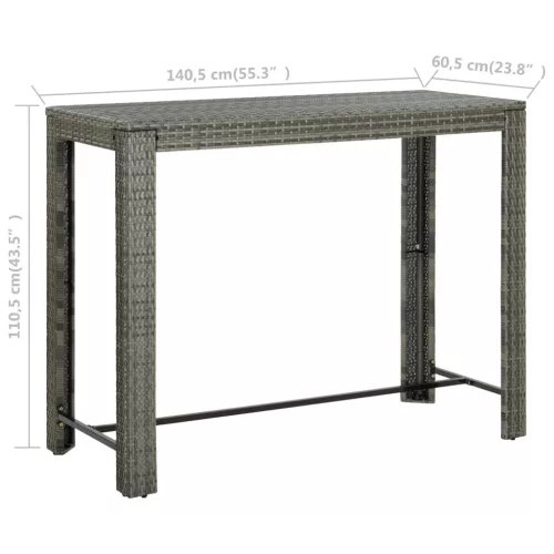 Szürke polyrattan kerti bárasztal 140,5 x 60,5 x 110,5 cm